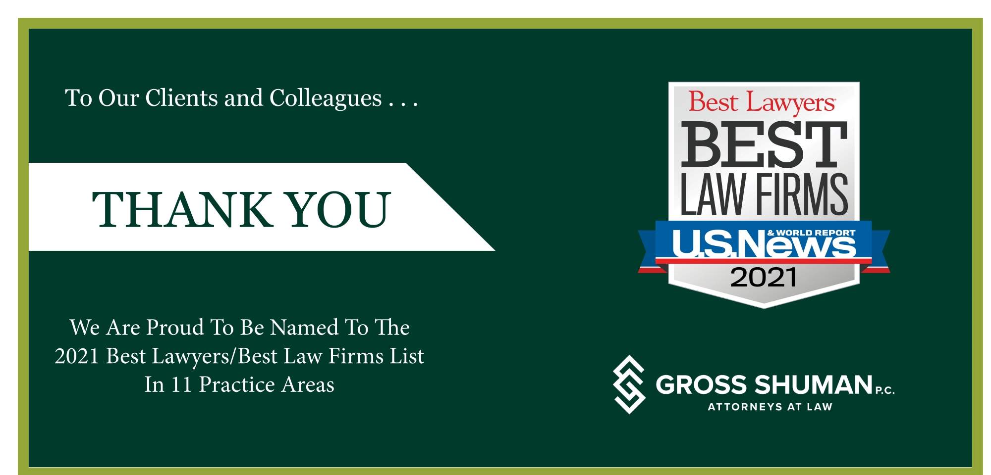 Gross Shuman Earns 11 Practice Rankings on 2021 U.S. News Best Law